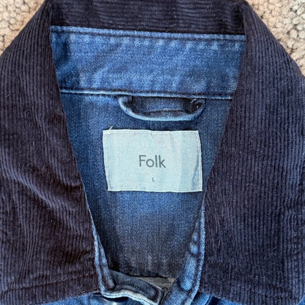 Folk Nelson Denim Chore Jacket in Indigo Blue Men's Size Large - New With Tags - Picture 8 of 16